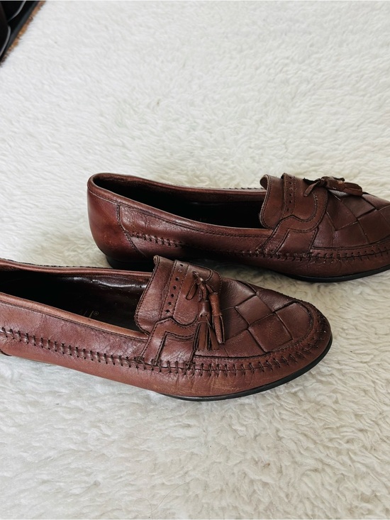 Giovanni Woven Genuine Brown Leather Tassel Loafers for Men size 10 M main image 13